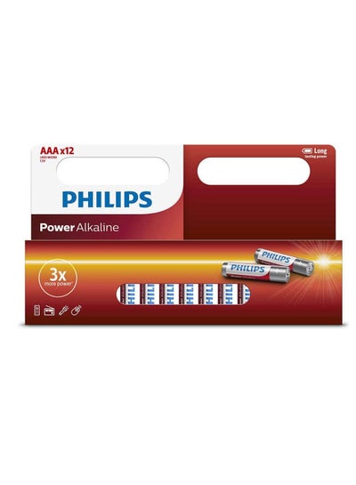 Buy 12 Pcs Long Lasting 3x More Power AAA 1.5V Alkaline Battery orange in Saudi Arabia