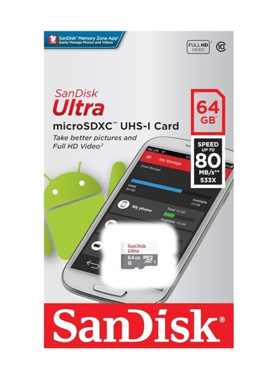 Buy Ultra UHS-I Class 10 microSDXC Card, SDSQUNS-064G-GN3MN 64 GB in UAE