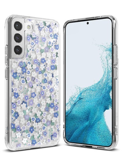 اشتري Fusion Design Compatible With Samsung Galaxy S22 5G Case 2022, Clear Hard Back With Floral Girls Women Design Print Shockproof Tpu Bumper Phone Cover - Wild Flowers في مصر