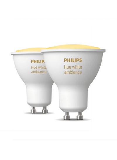 Buy Philips Hue White Ambiance Smart Light Bulb 2 Pack [GU10 Spot] With Bluetooth. Works with Alexa, Google Assistant and Apple Homekit Multi White in UAE