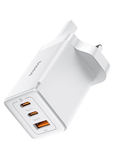 Buy OS GaN5 Pro Fast Charger 2C+U 65W UK Moon White (Include - Baseus Xiaobai Series Fast Charging Cable Type-C  to Type-C 100W(20V/5A) 1m) White in Saudi Arabia