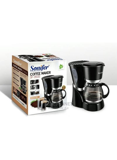 اشتري ماكينة صنع القهوة الكهربائية SONIFER SF-3532، 550 واط، 600 مل، للاستخدام المنزلي، 220 فولت، 0.6 لتر، 4-6 أكواب، فلتر نايلون، ماكينة صنع القهوة الكهربائية. في مصر