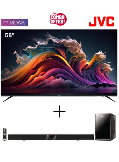 اشتري 58 Inch Edgeless 4K UHD Smart TV+ 2.1ch Soundbar With Subwoofer LT-58N786V+ TH-BY370A Black في الامارات