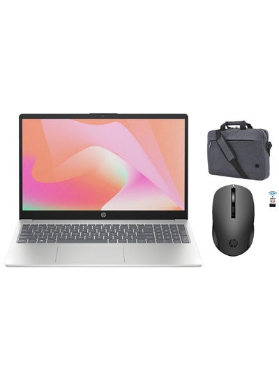 Buy 15-fd0021nx Laptop With 15.6 Inch Full HD Display, Intel Core i3-1315U Processor/4GB RAM DDR4/256GB SSD/DOS(Without Windows)/Intel UHD Graphics With Hp Prelude Bag + HP Mouse English/Arabic Natural Silver in Saudi Arabia