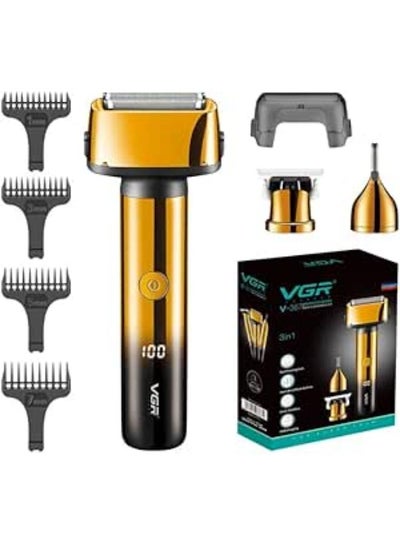 اشتري V-367 3 IN 1 Hair Cutting Machine Hair Trimmer LED Display Electric Rechargeable Beard Shaver Eyebrow Razor 0mm Men's Razor في مصر