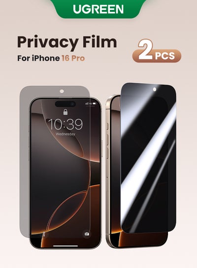 Buy 2Pack iPhone 16 Pro Privacy Screen Protector  6.3 Inch  Face ID Supported Easy Installation Anti-Spy & Privacy Protection Anti-Fingerprint & Bubble Free, Case Friendly 9H Tempered Glass Black in UAE