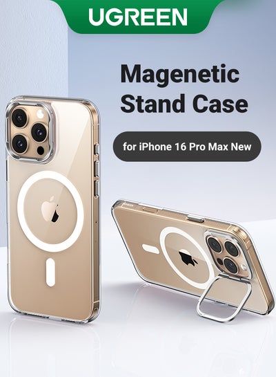 Buy Lens Stand Holder For iPhone 16 Pro Max Case Magnetic Full Protection Military Drop Protection Magsafe Wireless Charging Supported Drop-resistant Scratch Resistant Protective Cover  6.9Inch Clear in UAE