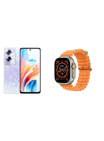 Buy A79 Dual SIM Dazzling Purple 8GB RAM 256GB 5G LTE- Middle East Version with a free gift T800 Ultra Smart Watch, 1.9 Inch - Orange in Egypt