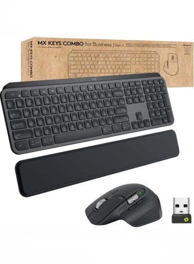 اشتري MX Keys Combo for Business | Gen 2, Full Size Wireless Keyboard and Wireless Mouse, with Keyboard Palm Rest, Bluetooth, Logi Bolt, Quiet Clicks, Windows/Mac/Chrome/Linux - (English Arabic layout) Graphite في الامارات