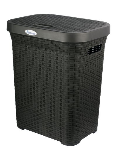 Buy Laundry Basket with Lid Black 50Liters in UAE