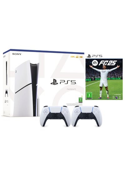 Buy PlayStation 5 Slim Disc Console With Extra Controller - White And EA FC 25 KSA Version in Saudi Arabia