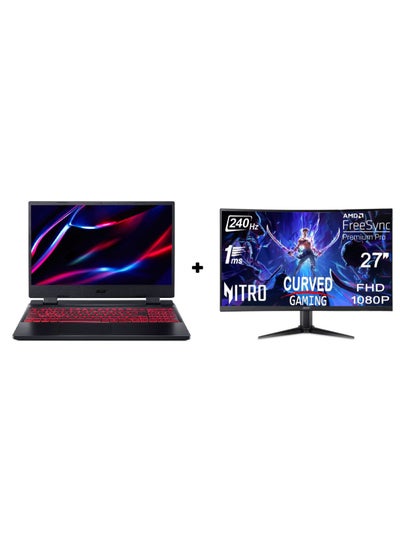 Buy Nitro 5 Gaming Laptop With 15.6-inch Full HD IPS Display, Core i7-12650H Processor/16GB RAM/512GB SSD/DOS(Without Windows)/6GB Nvidia GeForce RTX 4050 Graphics Card + Nitro Gaming Monitor 27-inch Curved English/Arabic Obsidian Black in Saudi Arabia