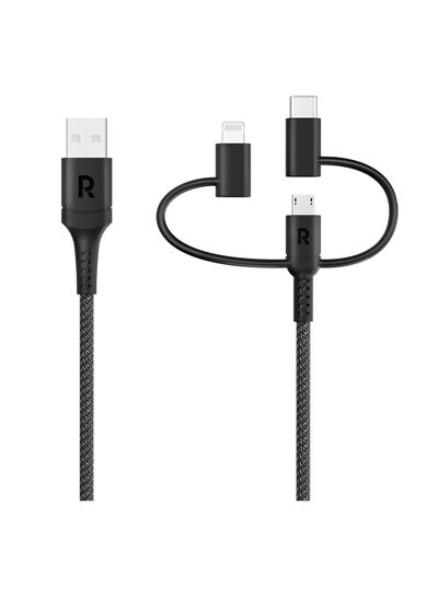 Buy RP-CB1033 3 In 1 Cable A To Micro+type C+Lightning Grey in Saudi Arabia