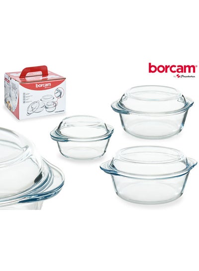 Buy Borcam Glass Casserole with Lid Set Of 6 Clear in Egypt