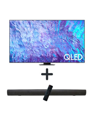 اشتري 55 Inch QLED 4K Smart TV with Direct Full Array and Neural Quantum Processor with 2.0 Channel 600 Watts Soundbar, Bluetooth, USB, FM Radio 55Q80C+TH-N322B Gray في الامارات