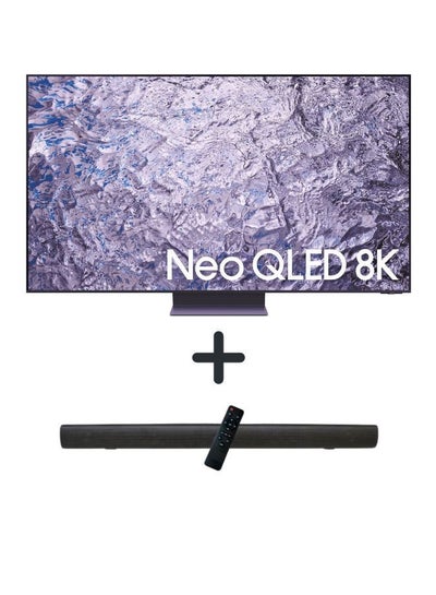 اشتري 75 inch Neo QLED 8K Smart TV with Neural Quantum Processor 8K, with 2.0 Channel 600 Watts Soundbar, Bluetooth, USB, FM Radio 75QN800C+TH-N322B Black Titanium في الامارات