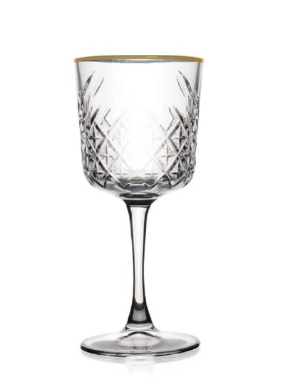 Buy 4 Pieces Timeless Golden Touch Red Wine Coupe Set 330 Ml, 195 Mm Height, 97.5 Mm DiameterAnd Gold Line Clear in UAE