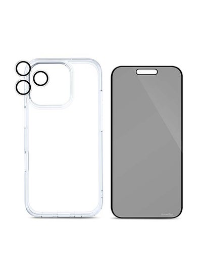 Buy 3-in-1 Combo (Privacy Screen Protector & Camera Lens & Clear Case) For iPhone 16 Pro (iPhone 2024 6.3") Multicolor in Saudi Arabia