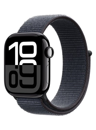 Buy Watch Series 10 GPS 42mm Jet Black Aluminium Case With Ink Sport Loop in UAE