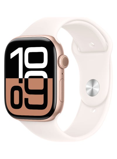 Buy Watch Series 10 GPS 46mm Rose Gold Aluminium Case With Light Blush Sport Band in UAE