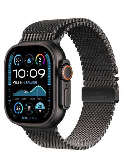 Buy Watch Ultra 2 (2024) GPS + Cellular 49mm Black Titanium Case With Black Titanium Milanese Loop - S in UAE