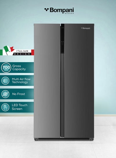 Buy 472L Gross / 436L Net Capacity Side by Side Refrigerator-Freezer With No-Frost Technology, Electronic Temperature Control, Recessed Handle, R600a Refrigerant 832 kW BR800 Inox in UAE