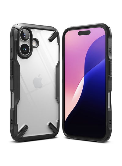 Buy Fusion-X For iPhone 16 Plus Case Cover Transparent Hard Back Soft Flexible TPU Bumper Scratch Resistant Shockproof Protection Phone Cover Black in UAE