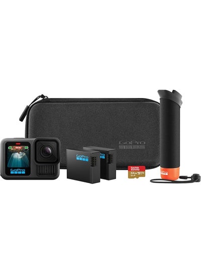 اشتري HERO13 Black Accessory Bundle - Includes The Handler (Floating Hand Grip), 2 Enduro Batteries, 2 Curved Adhesive Mounts, 64GB MICRO SD, 2 Years Warranty - CHDRB-131-RW في الامارات