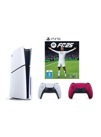 Buy PlayStation 5 Disc Slim Console With Extra Red Controller And FC 25 in UAE