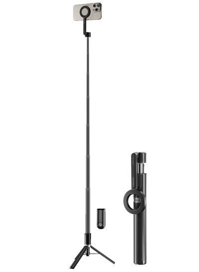 اشتري Universal Selfie Stick, Extendable MagSafe Compatible with Integrated Tripod Stand, 10m Operating Range and Built-In Rechargable Shutter Remote Controller, MagStick-Pro Black في السعودية