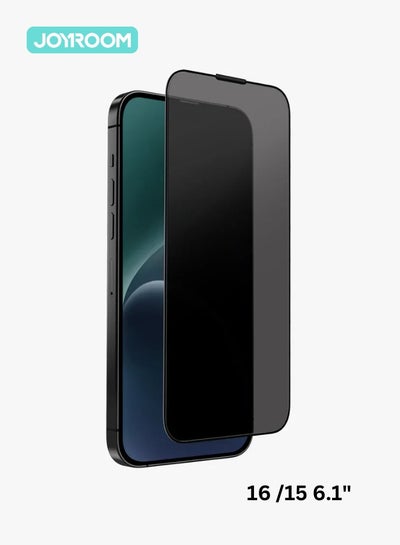 Buy iPhone 16/15 Privacy Screen Protector 6.1" Inch Face ID Supported Easy Installation Anti-Spy & Privacy Protection Anti-Fingerprint & Bubble Free, Case Friendly Tempered Glass Black in UAE