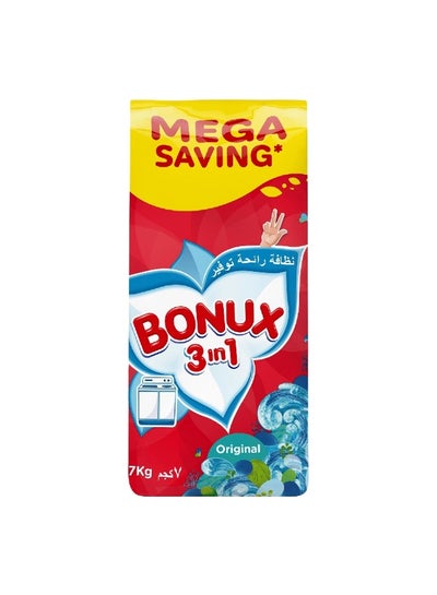 Buy Bonux 3 In 1 Original Laundry Powder Detergent, Manual Wash, 7Kg in Saudi Arabia