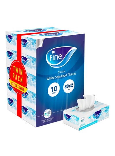 اشتري Fine Facial Tissues Sterilized, 80 Double White Tissue, 7+3 Free في السعودية