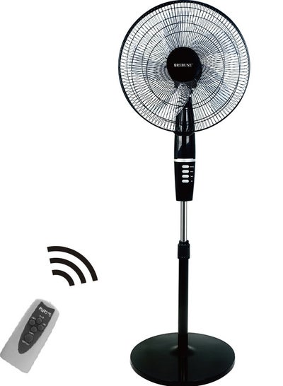 اشتري 16-Inch Stand Fan With Remote 60 W RE-16-007 Black في السعودية