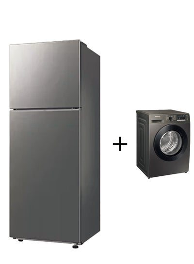 Buy 2 Piece Set Refrigerator And 9Kg Washing Machine RT50CG6404S9+WW90CGC04DABGU Silver in UAE