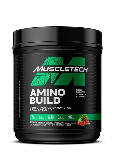 اشتري BCAA Amino Acids + Electrolyte Powder | MuscleTech Amino Build | 7g of BCAAs + Electrolytes | Support Muscle Recovery, Build Lean Muscle & Boost Endurance | Strawberry Watermelon 593G في الامارات