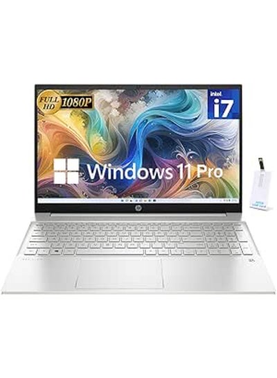 Buy Newest Pavilion  Laptop With 15.6-Inch Display, Intel Core i7-1355U Processor/64GB RAM/1TB SSD/Intel Iris XE Graphics/Windows 11 Pro +32GB USB Card English Silver in UAE