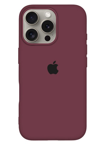 اشتري (for iPhone 16 Pro Max) Case, Slim Silicone Case, Full Covered Anti Scratch Shockproof Protective Cover Maroon في الامارات