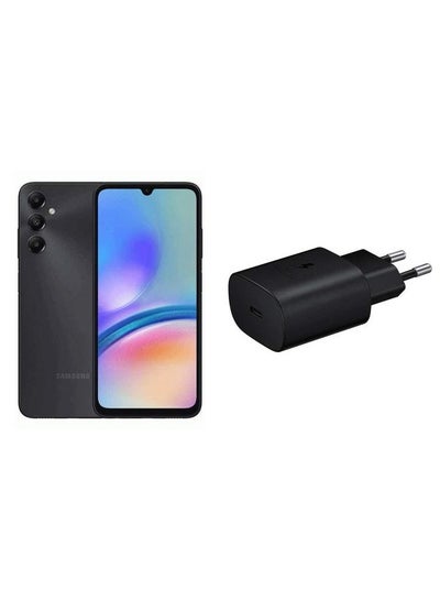 Buy Galaxy A05s Dual SIM Black 6GB RAM 128GB 4G LTE - Middle East Version with a free gift 25W Adapter USB-C Super Fast Charging Travel Adapter (EU Plug) in Egypt