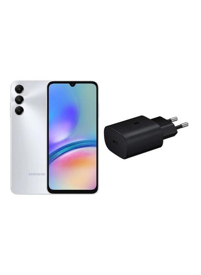 اشتري Galaxy A05s Dual SIM Silver 4GB RAM 64GB 4G LTE - Middle East Version with a free gift 25W Adapter USB-C Super Fast Charging Travel Adapter (EU Plug) في مصر