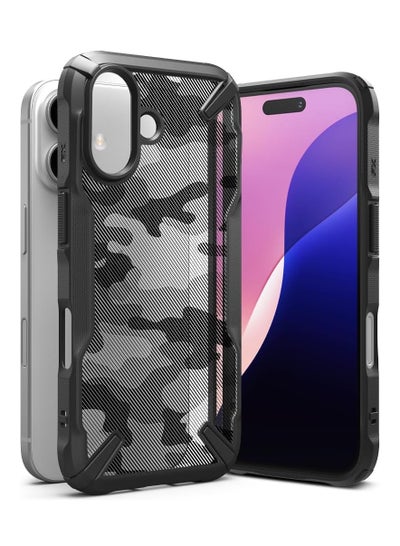 اشتري Fusion-X [Precise Cutouts for Camera Lenses] Compatible with iPhone 16 Case, Augmented Bumper Military Design Shockproof Protective Cover Designed for  iPhone 16 Case - Camo Black في مصر