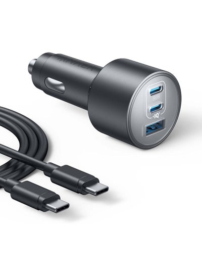 اشتري Car Charger, 167.5W Max 3-port Car Charger Adapter, Usb-c Car Adapter For Macbook Pro/Air, Iphone 15/14 Series, Samsung S24/S23, Ipad, Airpods, Mp3 Player, And More (Usb-c To C Cable Included) Black في الامارات