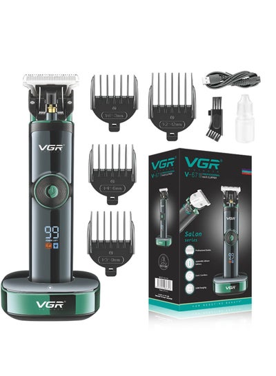 اشتري V-671 Salon Series Professional Digital Display Cordless Hair Clipper with Dual motor Beard Trimmer for Men Rechargeable Li-ion Battery 2500mAh 400 minutes Runtime USB Powered Charging Pod & Stand في مصر