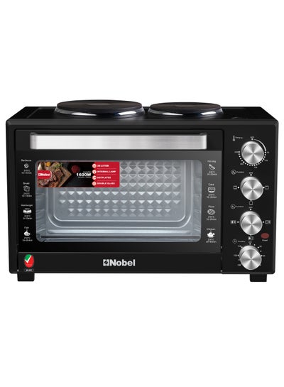 Buy 38L Oven with 2 Hotplates, Adjustable Temperature Control (70-250°C), 120-Minute Timer, Double Glass Door 38 L 1600 W NEO45PRO Black in UAE