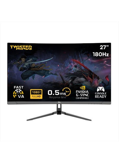 Buy TM27FHD180VA Eclipse Series Gaming Monitor Curved 27 Inch 1920x1080p FHD VA Panel 165/180hz Refresh Rate HDMI 2.1 0.5 Response Time HDR with Built in Speakers Black in Saudi Arabia