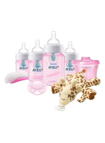 اشتري Anti-Colic Baby Bottle with AirFree Newborn Gift Set with Snuggle, Pink في الامارات