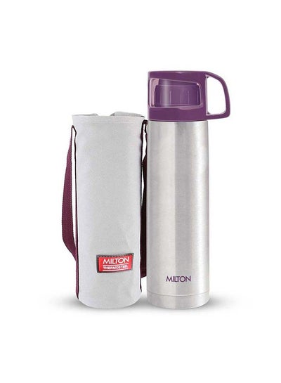 Buy Glassy 750 Thermosteel 24 Hours Hot And Cold Water Bottle With Drinking Cup Lid, 750 Ml, Purple | Leak Proof | Office Bottle | Gym Bottle | Home | Kitchen | Hiking | Trekking | Travel Bottle Purple in Saudi Arabia