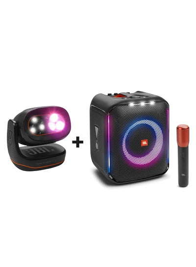 اشتري Partylight Beam And Partybox Encore Essential Portable Party Speaker, 100W Powerful Sound + Pbm100 Wired Combo JBLPLBEAMEU+JBLPBENCORE1MICUK Black في الامارات