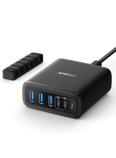 اشتري Anker Charger 112W 6 Ports USB C Charger SG 3 Pin Plug USB Charger A2154k11 Black في الامارات