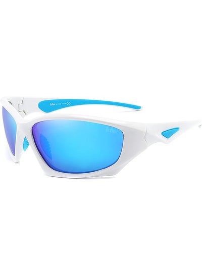 اشتري Men's Polarized Sunglasses WHITE Frame ICE BLUE REVO Lens - 62mm Lens - LC1011C02 في الامارات